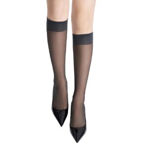 leg elegant Sheer Knee High Stockings for Women, 6 Pairs Knee High Transparent Toes Nylons Pantyhose for Women (Gray, 004) in Saudi Arabia
