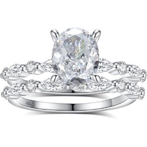 2 Carat Moissanite Rings for Women Bridal Ring Set D Color VVS1 Clarity Oval Engagement Ring 925 Sterling Silver Wedding Ring Sets Size 5-9 in Saudi Arabia