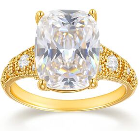 5CT Elongated Cushion Cut Engagement Ring For Women, Wedding Promise Cubic Zirconia Band, 18K gold rings for women Eternity Rings in Saudi Arabia