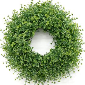 28 Inch Large Boxwoods Wreaths for Front Door Artificial Green Leaves Greenery Indoor Outdoor Wreath Home Decor Porch Window Wall Farmhouse Door Decorations Spring Summer Fall All Seasons in Saudi Arabia
