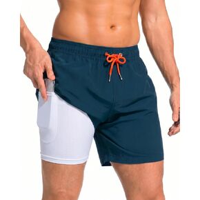 2 in 1 Mens Swim Trunks 5 Inch Quick Dry Swim Shorts Swim Suits Board Shorts with Compression Liner Pockets（S-XXXL in Saudi Arabia