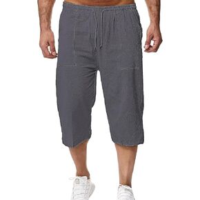 Wanzetaly Mens Casual Soft Linen Long Shorts Knee Length Sport Running Lounge Work Shorts Capri Pant in Saudi Arabia
