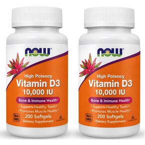 NOW Foods Supplements, Vitamin D-3 10,000 IU, Highest Potency, Structural Support*, 200 Softgels in Saudi Arabia