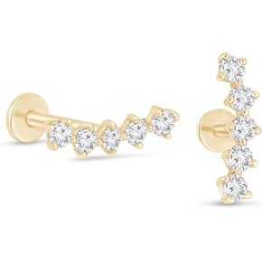 1/5 Carat Diamond Constellation Ear Crawler 14K Solid Gold Cartilage Stud Earring Helix Conch Diamond Ear Piercings Internally Threaded Flat Back (Carat 0.20ct, G-H, Clarity SI1-SI2), SINGLE STUD/PAIR in Saudi Arabia