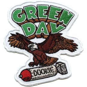 Green Day Dookie Woven Eagle Iron On Patch (One Size) (White/Green/Brown) in Saudi Arabia