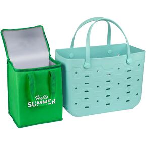PoVwlty Rubber Beach Bag with Insulated Cooler,Waterproof Tote for Summer in Saudi Arabia