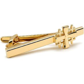 Gold Jerusalem Cross Tie Clip – Handmade Christian Tie Bar for Men, Religious Gift for Pastors, Missionaries, Weddings, Church Leaders, Groomsmen – Faith Jewelry for Him in Kuwait