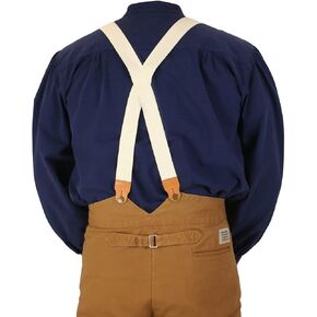 Historical Emporium Men's Cotton 1.375 Inch 1860 X-Back Suspenders, Victorian Western Adjustable Braces in Saudi Arabia
