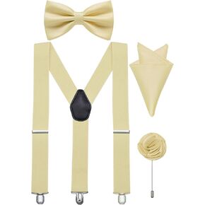 Suspender and Bow Tie Pocket Square Lapel Pin Mens Y-Back Heavy Duty Suspenders for Dress Pants Jeans Tuxedo in Saudi Arabia