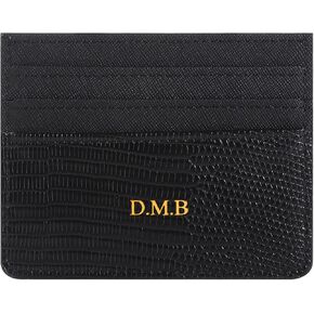 Personalized Gold Silver Initial letters Credit Card Wallet, Lizard Pattern Leather Card Holder, Utra Slim Thin Minimalist Credit Card Protector, Front Pocket Wallets for Men, Women (Burgundy) in Saudi Arabia