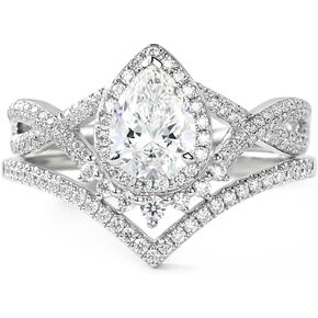 1.5 Carat Moissanite Engagement Ring Set for Women 925 Sterling Silver 18k Gold Plated Pear Cut Moissanite Wedding Ring Set VVS1 Clarity D Color Bridal Set Rings in Saudi Arabia