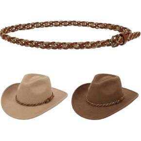 Cowboy Hat Bands for Men Women Leather Hat Bands for Cowboy Hats Weaving Adjustable Cowboys Hat-Accessories for Cowboys Cowgirl and Western Fedora Panama Hats Brown in Saudi Arabia