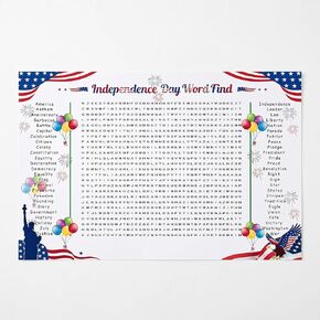 DOMELIFE Independence Day Word Search Poster, Summer Word Search Poster Large 35.4“ x 23.6" Holiday Word Search Wall Poster for Family Parties, Classrooms, and Offices (50 Holiday-Themed Words) in Saudi Arabia