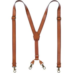 Leather Suspenders For Men With Hooks Y Back Design Adjustable Mens Suspenders Groomsmen Gift Wedding Brown in Saudi Arabia