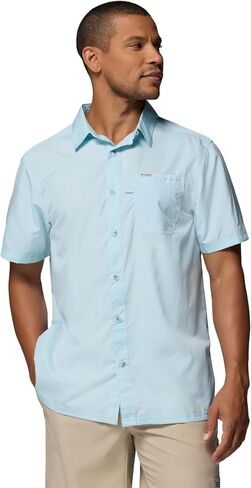 Columbia Men's Slack Tide Short Sleeve Camp Shirt, Marine Light, Medium in Kuwait
