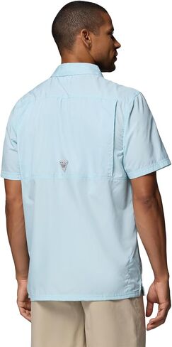 Columbia Men's Slack Tide Short Sleeve Camp Shirt, Marine Light, Medium in Kuwait
