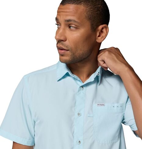 Columbia Men's Slack Tide Short Sleeve Camp Shirt, Marine Light, Medium in Kuwait