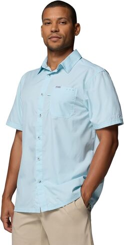 Columbia Men's Slack Tide Short Sleeve Camp Shirt, Marine Light, Medium in Kuwait