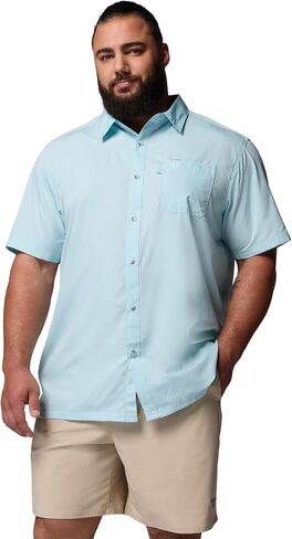 Columbia Men's Slack Tide Short Sleeve Camp Shirt, Marine Light, Medium in Kuwait