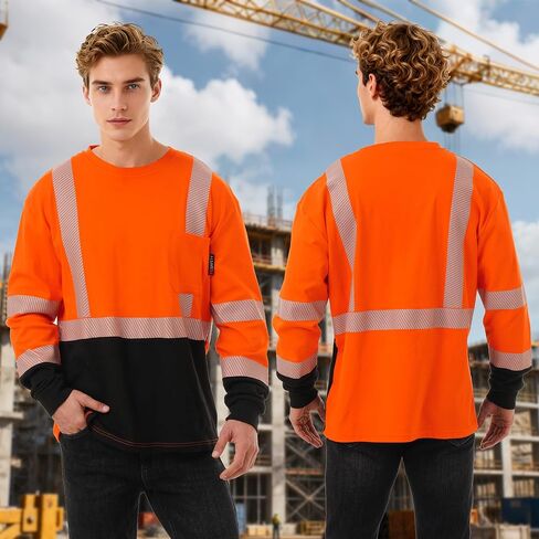 قمصان FR للرجال 6 أوقية Hi Vis قمصان مقاومة للحريق مقاومة للهب بأكمام طويلة قميص لحام قطني عالي الوضوح CAT2 in Kuwait