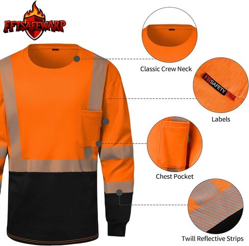 قمصان FR للرجال 6 أوقية Hi Vis قمصان مقاومة للحريق مقاومة للهب بأكمام طويلة قميص لحام قطني عالي الوضوح CAT2 in Kuwait
