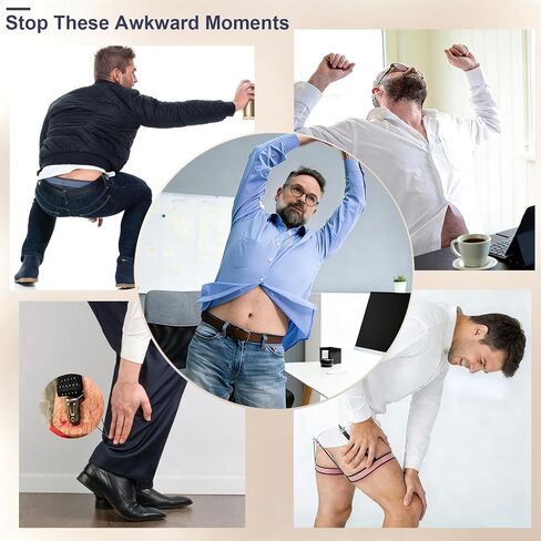 Shirt Stays for Men, No Sock Clips Belt Shirt Stay, 1.2-Inch Wide Skin-Friendly Elastic, Adjustable Waist 30–60 Inches, Keeps Shirts Tucked All Day, Discreet for Work & Uniform in Saudi Arabia