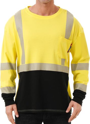 قمصان FR للرجال 6 أوقية Hi Vis قمصان مقاومة للحريق مقاومة للهب بأكمام طويلة قميص لحام قطني عالي الوضوح CAT2 in Kuwait