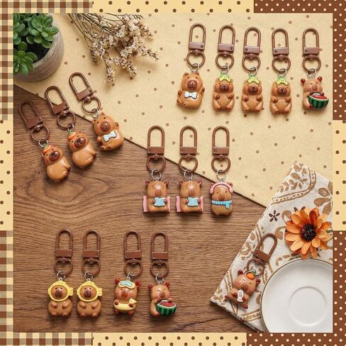 30 Pcs Adorable Capybara Keychains Set - Kawaii Animal Bag Charms with 10 Designs, 3 Styles (Cute, Classic, Vivid) for Gifts, Backpack Decor, Party Favors in Saudi Arabia