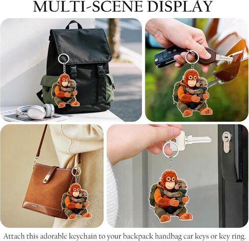 3 packs Monkey keychain, 2D cute fist monkey plush toy keychain, suitable for backpack, car key decoration, as an encouragement gift for family, friends, and loved ones in Kuwait
