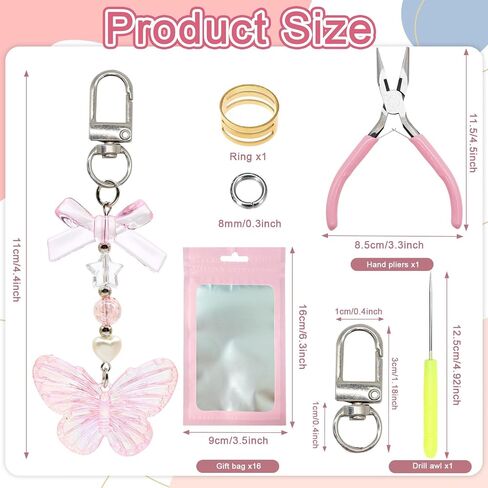 16 PCS Lip Gloss Charms Keychain Kit, Cute Lip Gloss Charms with Clip‑On Lip Gloss Keychain for Teen Girls DIY Crafts & Gifts in Saudi Arabia