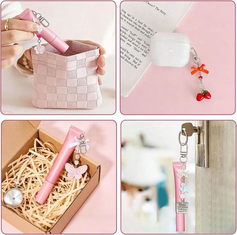 16 PCS Lip Gloss Charms Keychain Kit, Cute Lip Gloss Charms with Clip‑On Lip Gloss Keychain for Teen Girls DIY Crafts & Gifts in Saudi Arabia