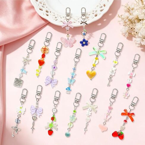 16 PCS Lip Gloss Charms Keychain Kit, Cute Lip Gloss Charms with Clip‑On Lip Gloss Keychain for Teen Girls DIY Crafts & Gifts in Saudi Arabia