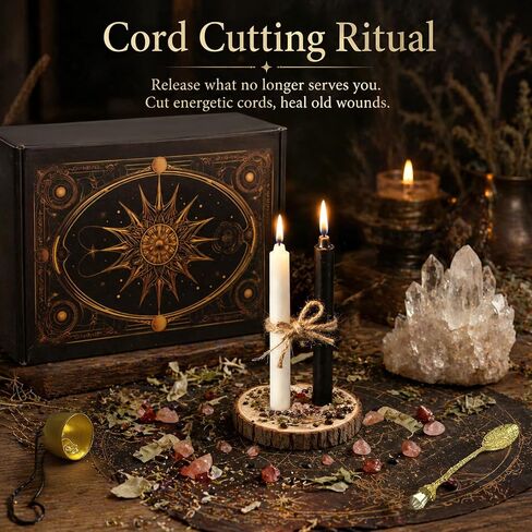 Witchcraft Kit for Spells, Wiccan Supplies and Tools for Witch Altar Rituals, Energy Cleansing, Dried Flowers and Herbs with Incense Crystals Candles, Witchy Gifts Box for Women in Saudi Arabia