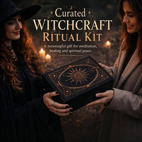 Witchcraft Kit for Spells, Wiccan Supplies and Tools for Witch Altar Rituals, Energy Cleansing, Dried Flowers and Herbs with Incense Crystals Candles, Witchy Gifts Box for Women in Saudi Arabia