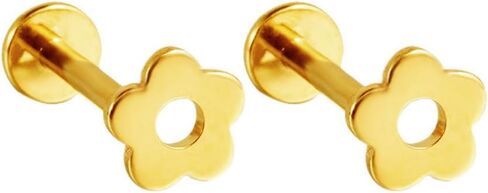 16G Cute Small Flower Cartilage Flat Back Earrings Studs Threadless F136 Titanium Conch Helix Tragus Lip Medusa Piercing Jewelry for Women in Kuwait