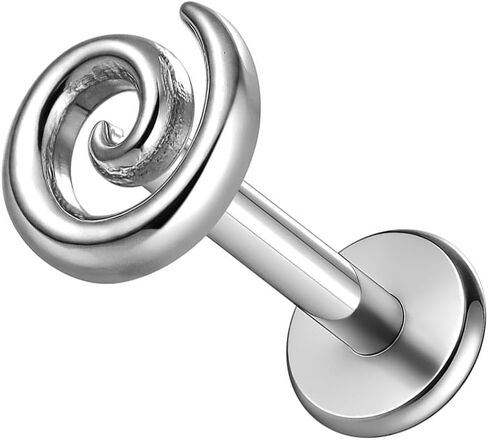 16G ASTM F136 Titanium Threaded/Threadless Spiral Nose Studs Piercing Tops for Conch,Tragus,Helix,Lobe With 6mm/8mm Lengths Post Flatback earring nose Jewelry in Saudi Arabia