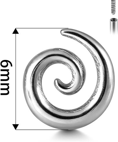 16G ASTM F136 Titanium Threaded/Threadless Spiral Nose Studs Piercing Tops for Conch,Tragus,Helix,Lobe With 6mm/8mm Lengths Post Flatback earring nose Jewelry in Saudi Arabia