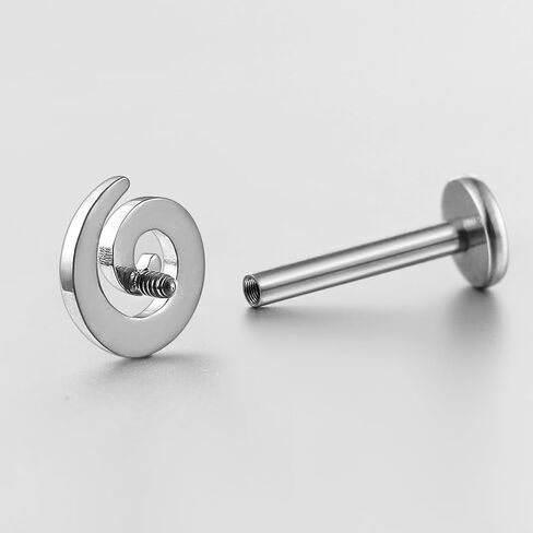 16G ASTM F136 Titanium Threaded/Threadless Spiral Nose Studs Piercing Tops for Conch,Tragus,Helix,Lobe With 6mm/8mm Lengths Post Flatback earring nose Jewelry in Saudi Arabia
