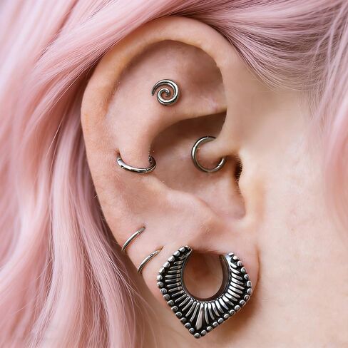16G ASTM F136 Titanium Threaded/Threadless Spiral Nose Studs Piercing Tops for Conch,Tragus,Helix,Lobe With 6mm/8mm Lengths Post Flatback earring nose Jewelry in Saudi Arabia