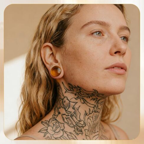 PunkTracker 2Pairs Ear Gauges Ear Plugs Ear Tunnels 8-25mm Gauge Earrings, Wood and Glass Stretching Kit Gauges for Ears in Kuwait