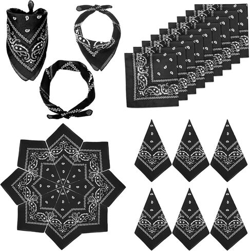 32 Pcs Black/Blue/Green Bandana, Large Paisley Bandanas Bulk, Multi-Purpose Accessories Western Party Decorations in Saudi Arabia
