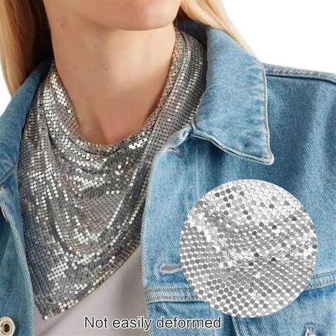 Shimmering Bandanas Scarf for Party Punk Metallic Neck Scarf for Women Fashion Neck Tie Club Party Costume Neckwear in Saudi Arabia