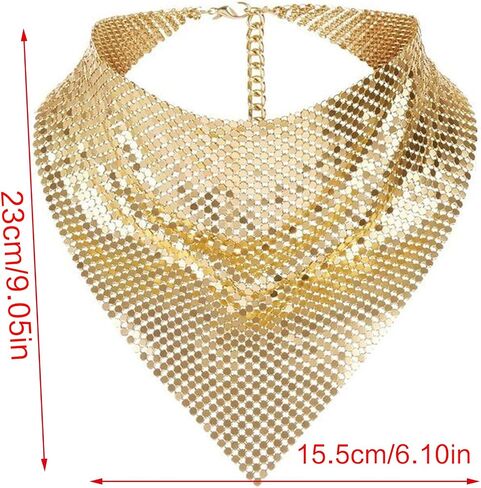 Shimmering Bandanas Scarf for Party Punk Metallic Neck Scarf for Women Fashion Neck Tie Club Party Costume Neckwear in Saudi Arabia