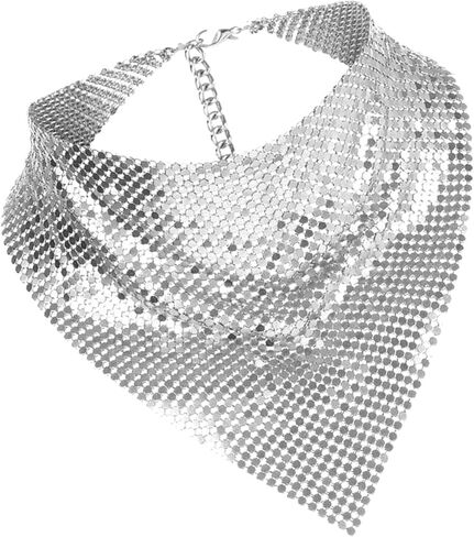 Shimmering Bandanas Scarf for Party Punk Metallic Neck Scarf for Women Fashion Neck Tie Club Party Costume Neckwear in Saudi Arabia