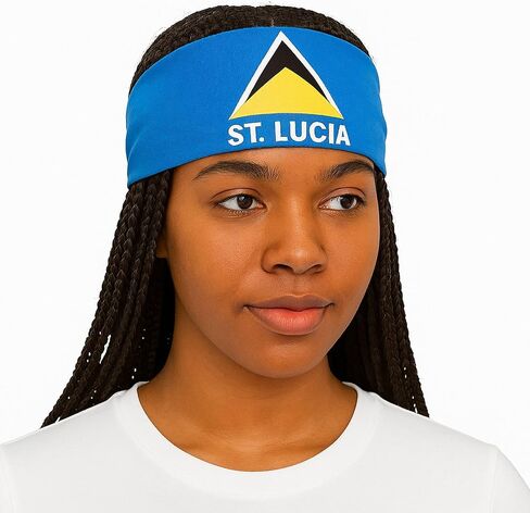 St Lucia Flag Bandana – 100% Cotton Caribbean Head Wrap, Scarf, Face Cover – 21x21 Inch Island Print for Carnival, Independence, Festivals, Travel & Gifts in Saudi Arabia
