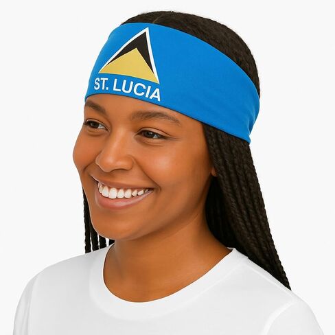 St Lucia Flag Bandana – 100% Cotton Caribbean Head Wrap, Scarf, Face Cover – 21x21 Inch Island Print for Carnival, Independence, Festivals, Travel & Gifts in Saudi Arabia