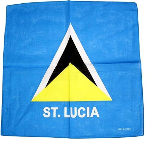 St Lucia Flag Bandana – 100% Cotton Caribbean Head Wrap, Scarf, Face Cover – 21x21 Inch Island Print for Carnival, Independence, Festivals, Travel & Gifts in Saudi Arabia