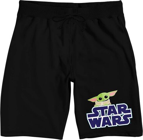 شورت بيجامة للنوم باللون الأسود للرجال من The Mandalorian Grogu Star Wars Logo in Kuwait