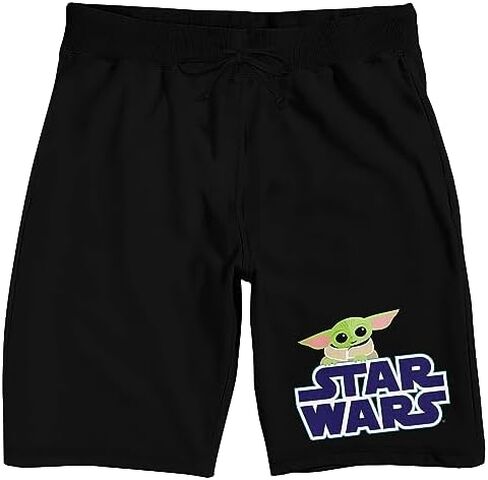 شورت بيجامة للنوم باللون الأسود للرجال من The Mandalorian Grogu Star Wars Logo in Kuwait