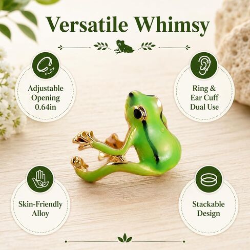 2 Pcs Cute Frog Rings for Women Adjustable Open Finger Ring Weird Frog Rings Women's Funny Frog Jewelry,Green & Blue in Saudi Arabia